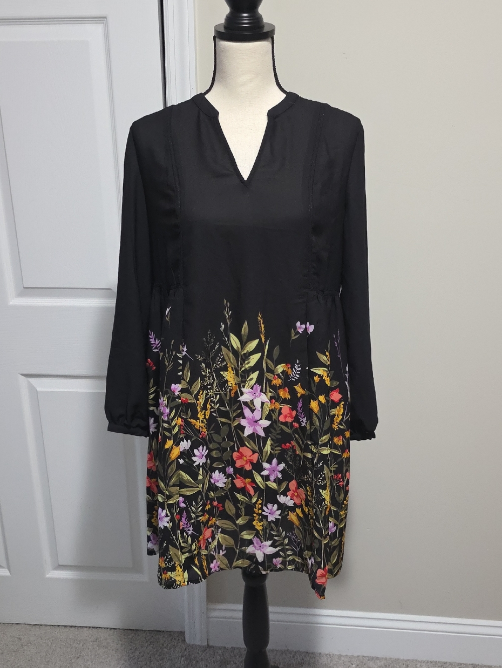 Old Navy Floral Print Georgette Swing Dress Sz Small